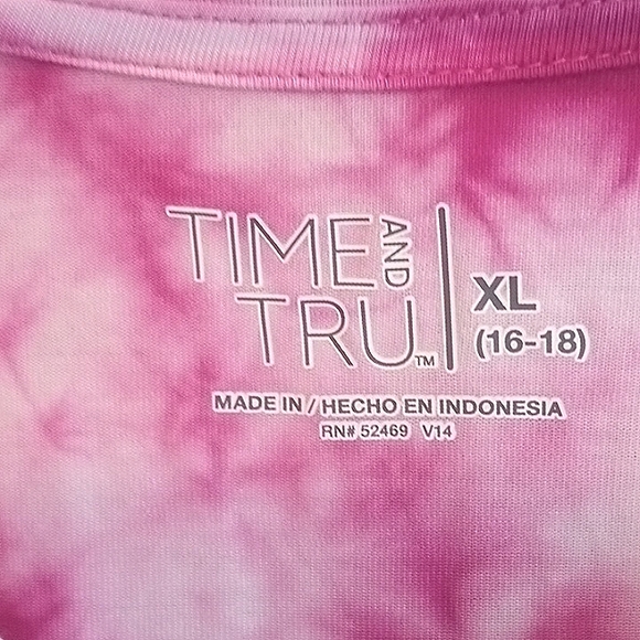115 NWT Time and Tru Pink and White Tie-dye Sz XL - Picture 3 of 7